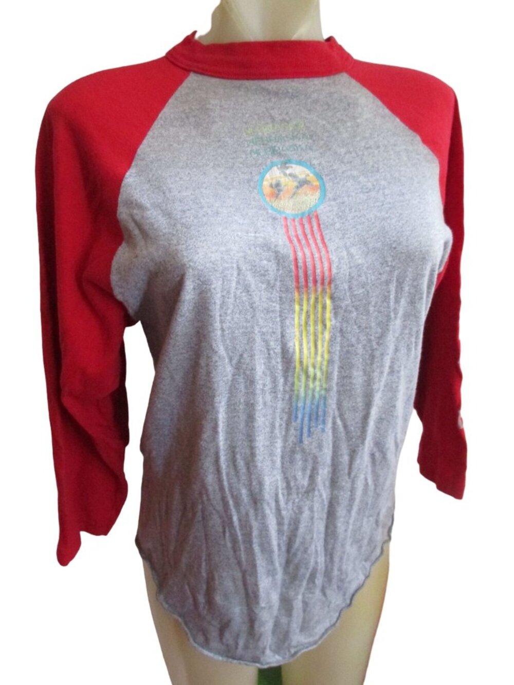 Nebraska Vintage Women's Buttery T-shirt Medium 1980's Sleeve Print Ringer USA